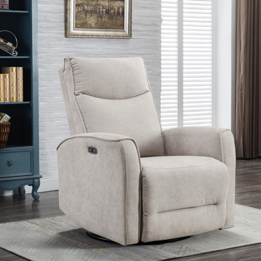 Dickie 29.1'' Wide Modern and Soft Touch Fabric Swivel and Glider Power Recliner Chair with USB Port